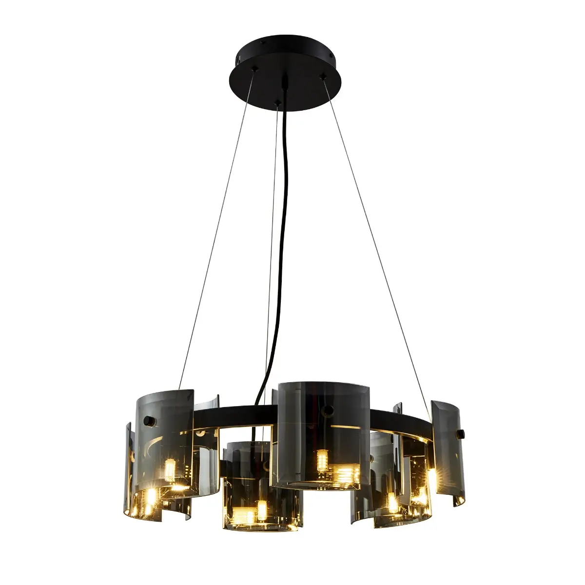 Pendente Bouze Cin 60cm 6XG9 Preto/Fume Nordecor