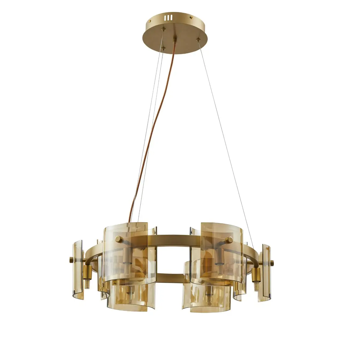 Pendente Bouze Cin 60cm 6XG9 Dourado/Ambar Nordecor