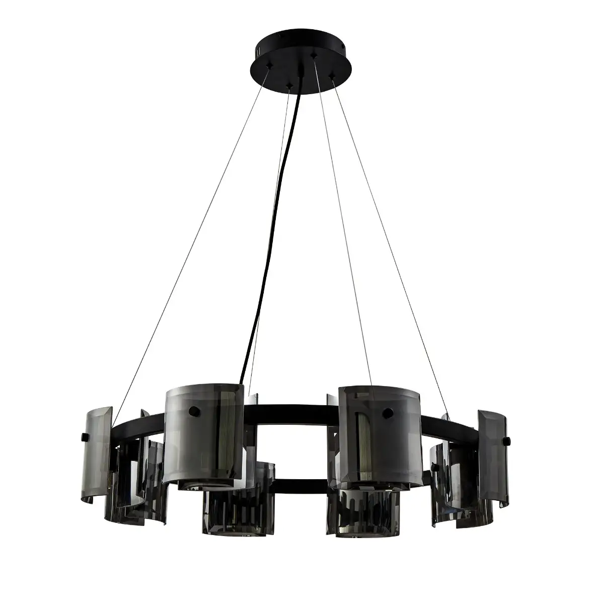 Pendente Bouze Cin 80cm 8XG9 Preto/Fume Nordecor