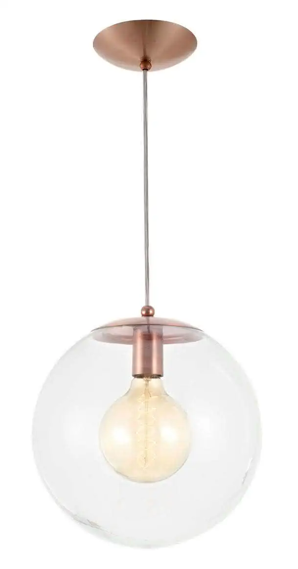 Pendente Bola de Vidro Cristal 30cm e Metal Cobre 2783 1