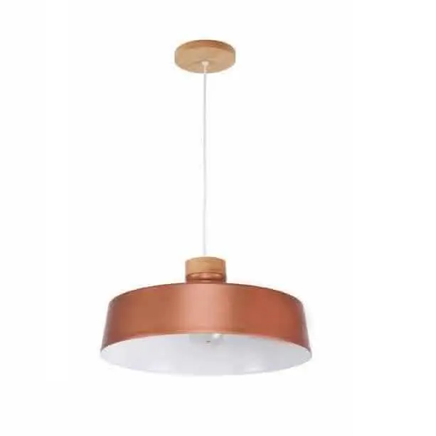 Pendente Madeira Cupula Metal Cobre 30cm Vibrance 2807 1