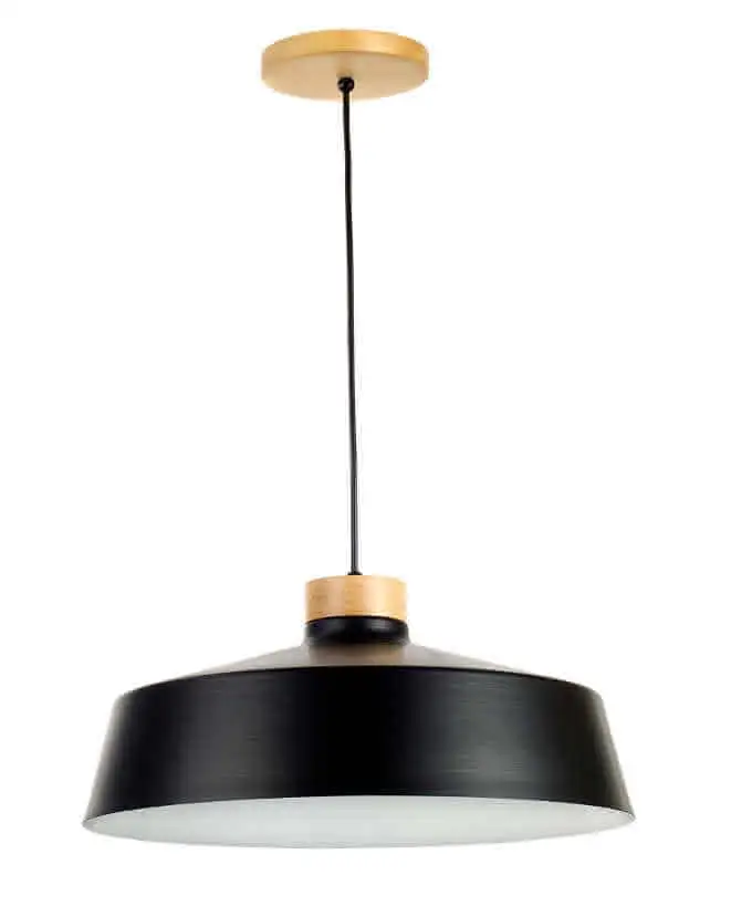 Pendente Madeira Cupula Metal Preto 30cm Vibrance 2807 1