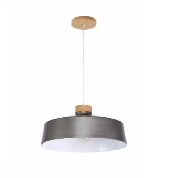 Pendente Madeira Cupula Metal Titanio 30cm Vibrance 2807 1