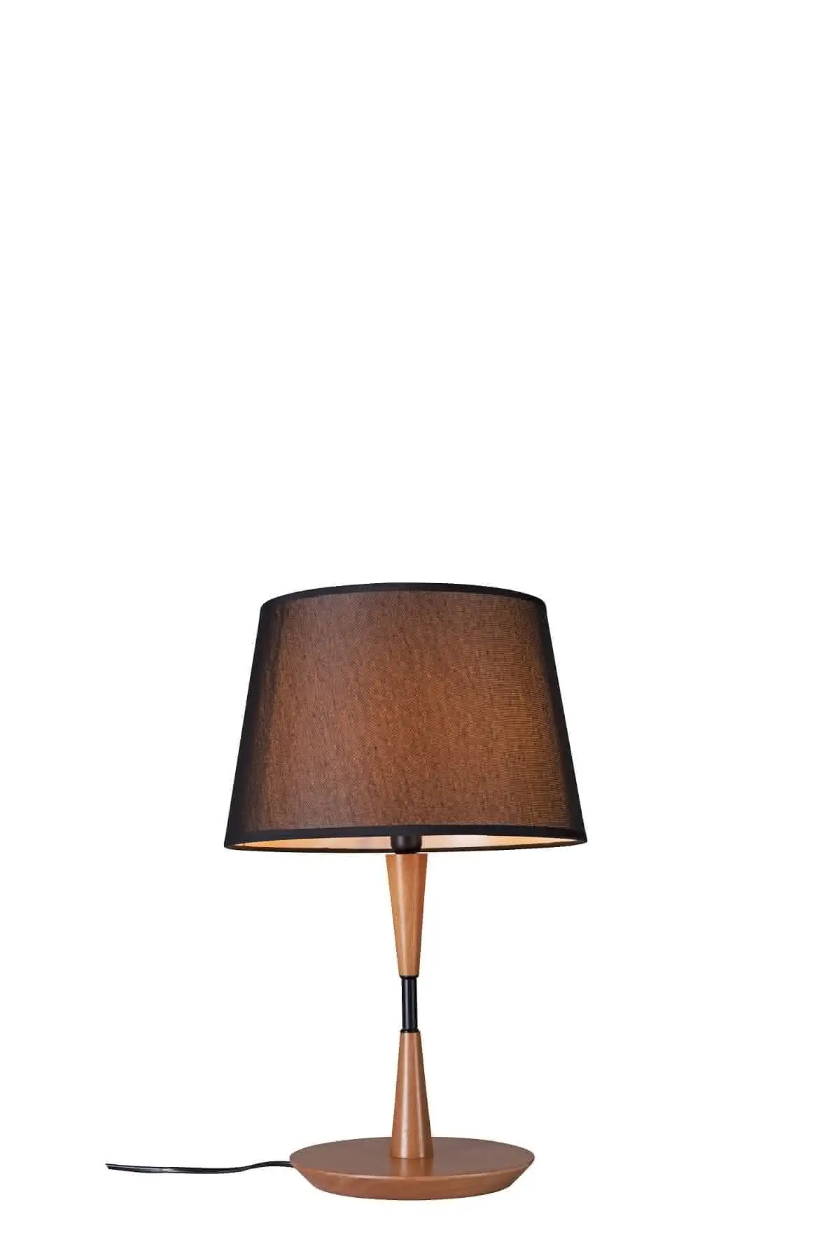 Abajur de Mesa Madeira e Metal Cupula Preta 37cm Stand 3025 1