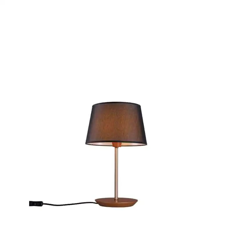 Abajur de Mesa Base Madeira 35cm Cupula Preta Slim 3038 1