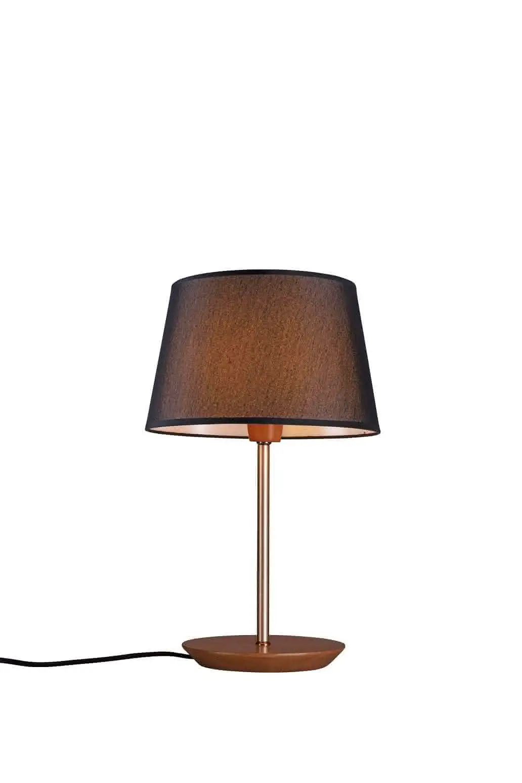 Abajur de Mesa Base Madeira 45cm Cupula Preta Slim 3039 1