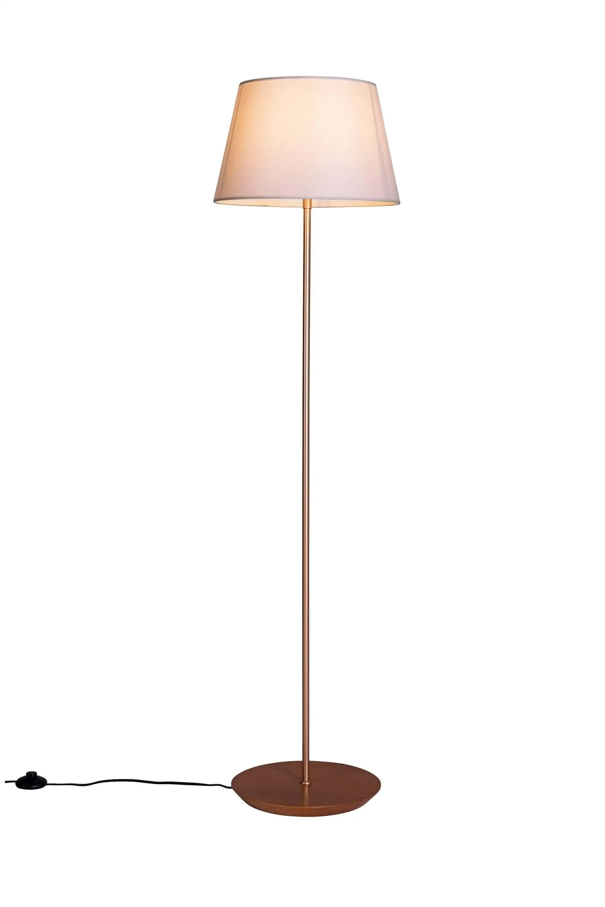 Luminária de Chão Metal Base Madeira Cupula Cru Slim 3042