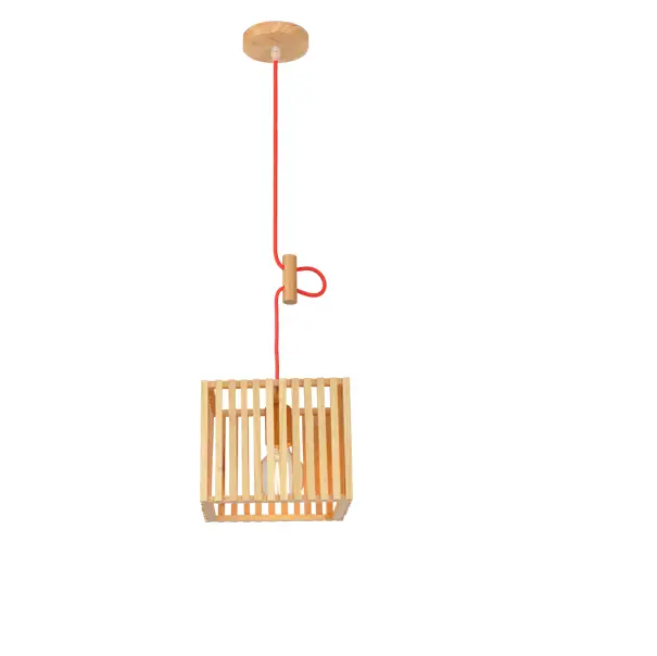 Pendente para Sala Oka Cube 23cm Madeira E27 Avant 1