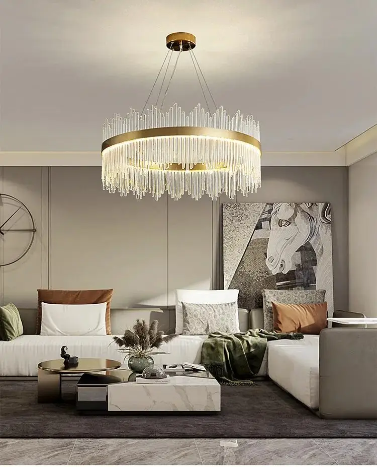 Lustre Redondo Cristais Acrilico Led 60W 6919 All Lux