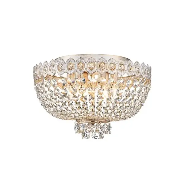 Plafon Cristal K9 Queen Metal Ouro 43cm 8-2106 Tupiara