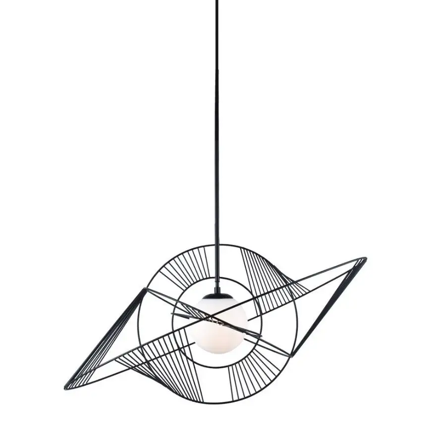 Pendente Metal Preto Fosco Bola Opalina Elli OR1196 Orluce 1