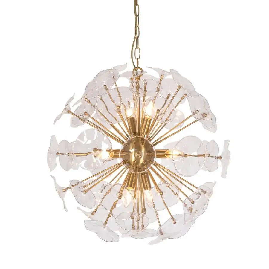 Lustre Dourado Mate Acetinado 8 Lâmp Fiore OR1218 Orluce 1
