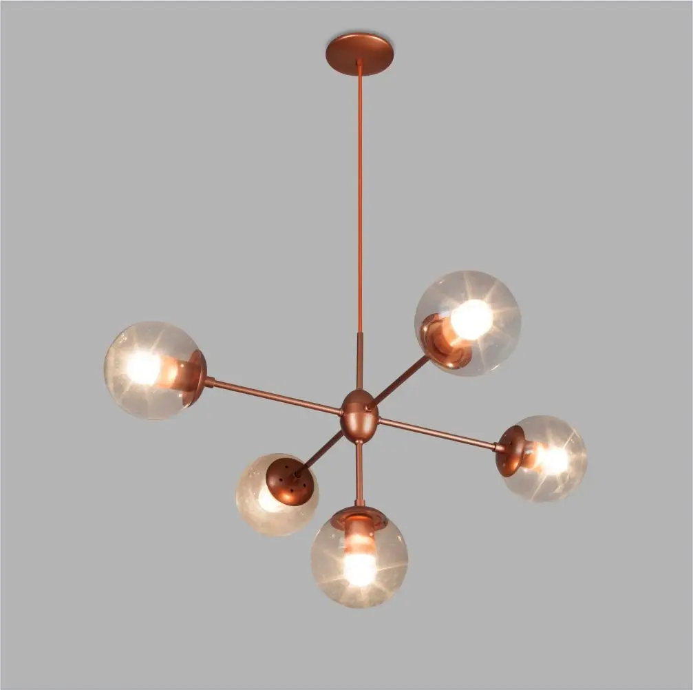 Pendente Bubles Haste Fixa 5 Globos 16330/5 Usina Design