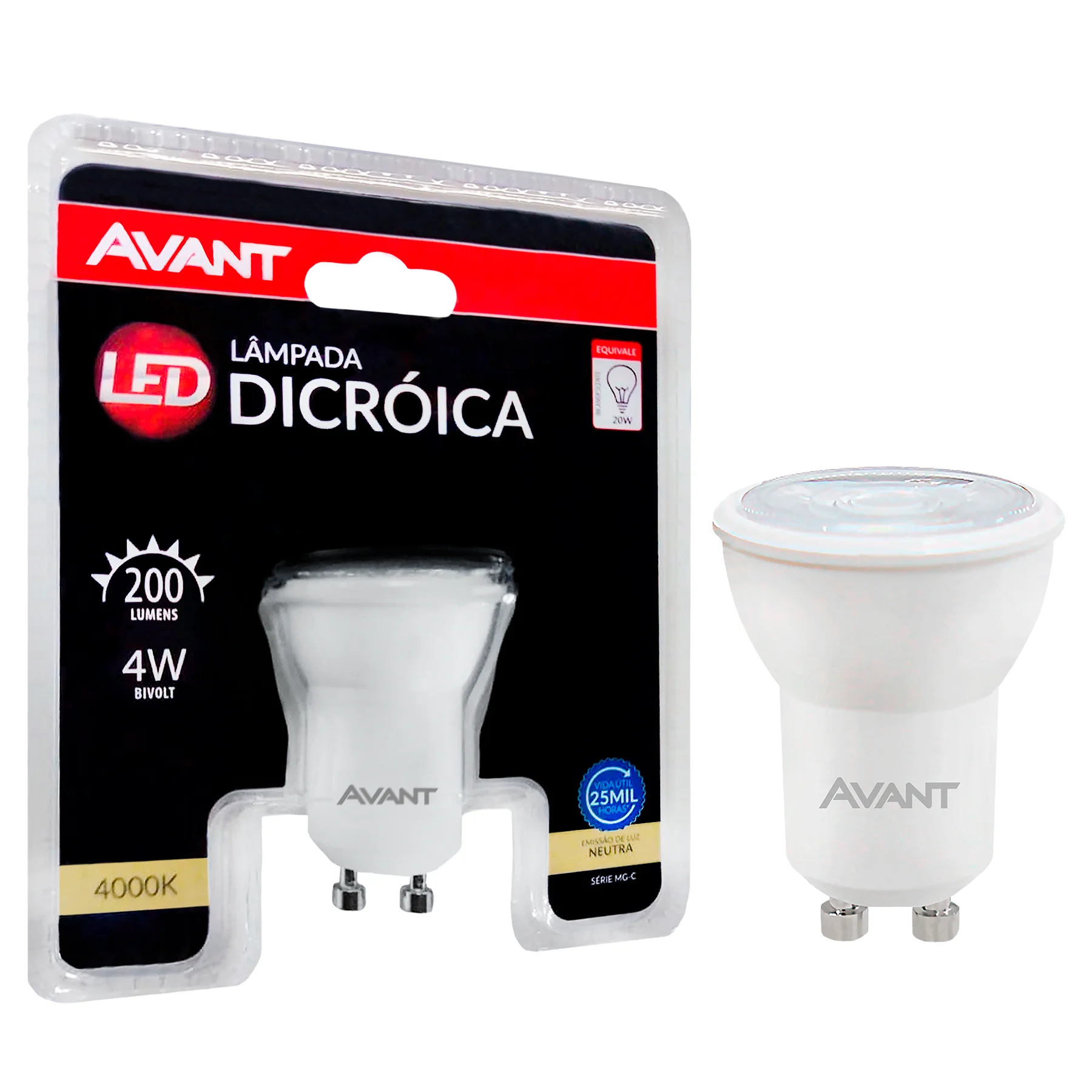 Kit 10 Lâmpadas LED Mini 36° 4000K 4W Avant  919020872 | Ilumini