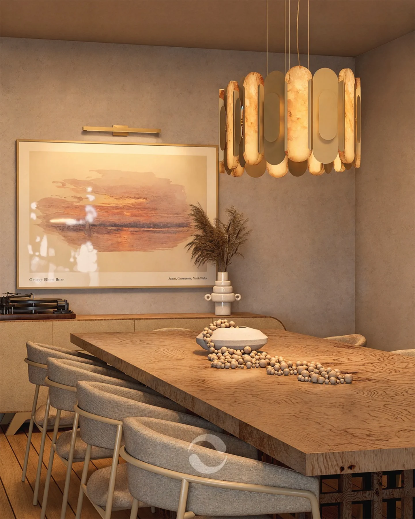 Lustre Ayla Pedra Ônix e Alumínio 6717 | Metal Domado