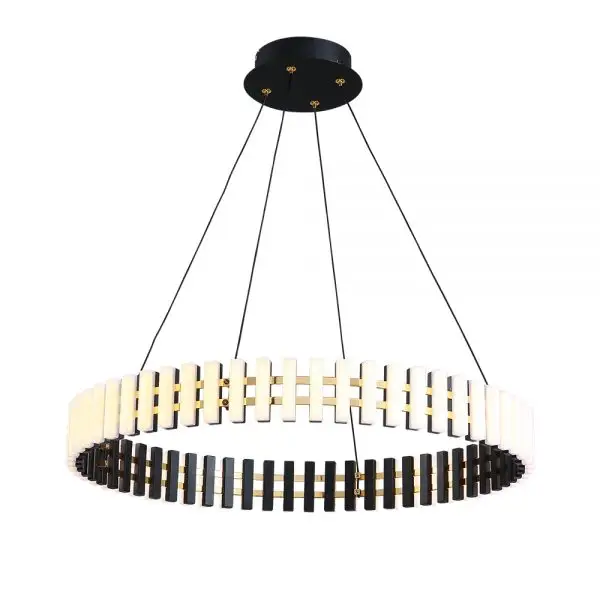 Pendente Preto Diskio Metal Led 36W 3000K PE-143 Mais Luz