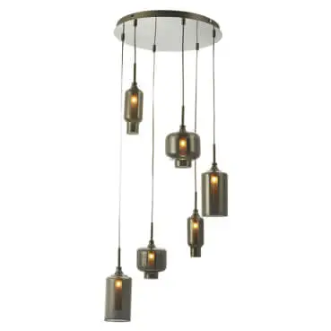 Luminaria Pendente PE-026 6 Lâmpadas 48cm Fumê Mais Luz 1