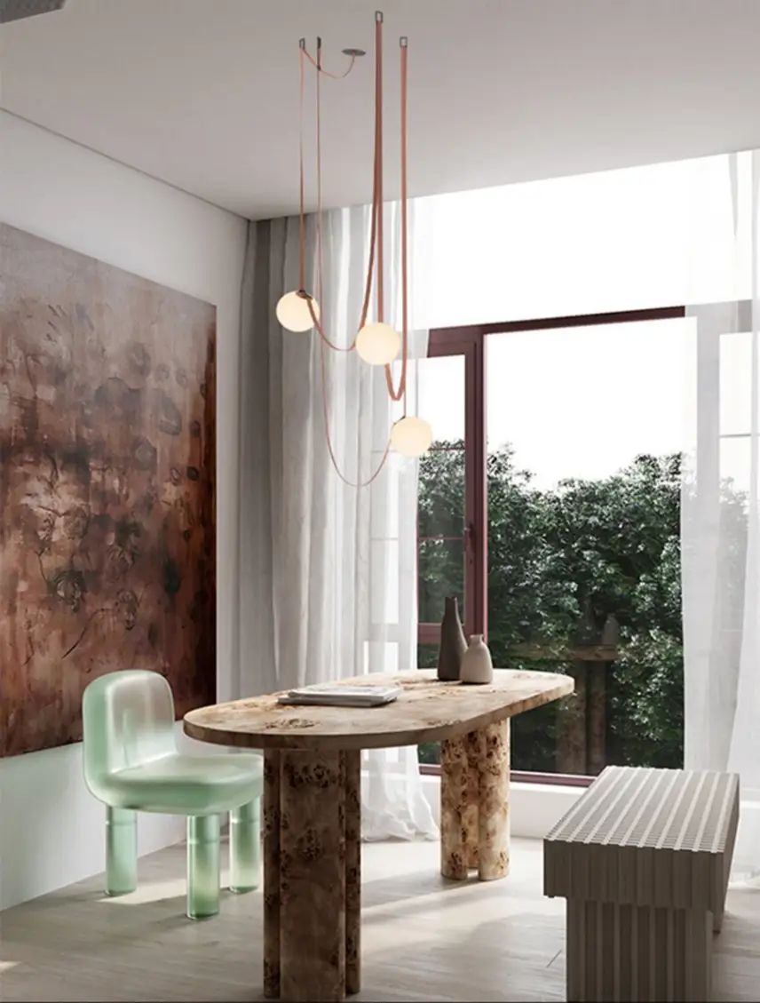 Pendente Minimalista Fitas Couro 70cm All Lux