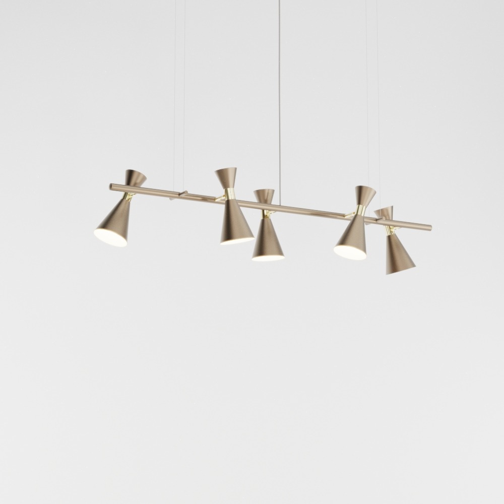 Pendente Picasso Linear 125cm 5 Cones T1071-5PI Golden Art
