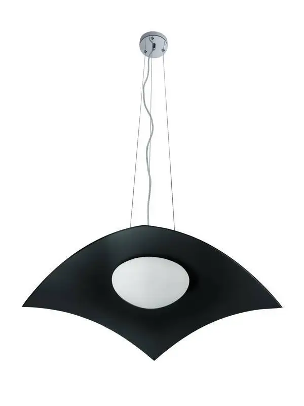 Pendente Vidro Preto Cupula Branca Fly 52cm KD015/02G Luciin