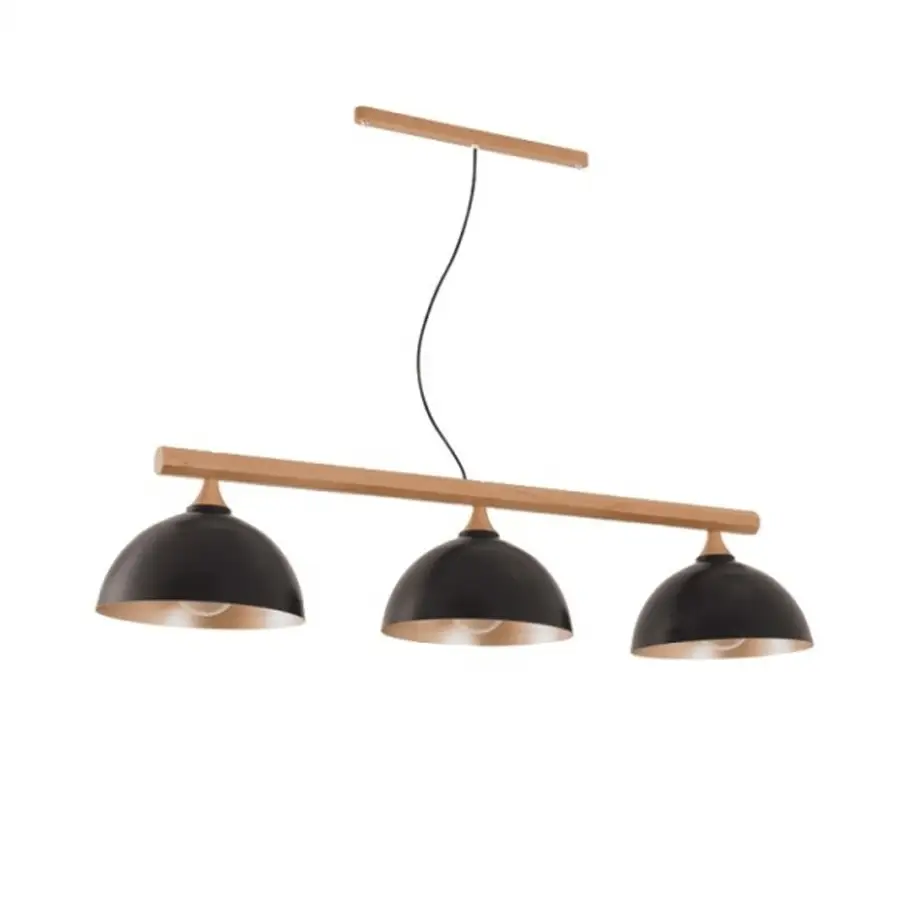 Pendente Cupulas Metal e Madeira Viena 120cm 3093 Madelustre