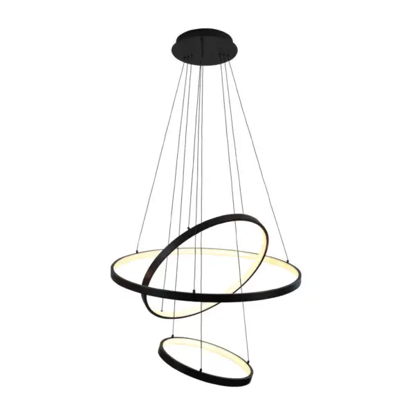 Pendente Rings Circular Led 100W 2700K Pt PE-103 Mais Luz