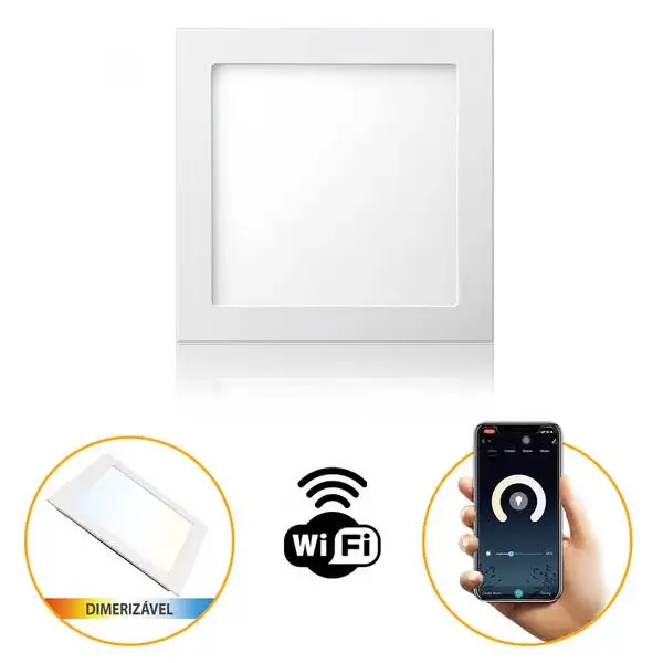 Painel Led Quadrado Smart 18W 3000K a 6000K Wi-fi 9851 Gaya