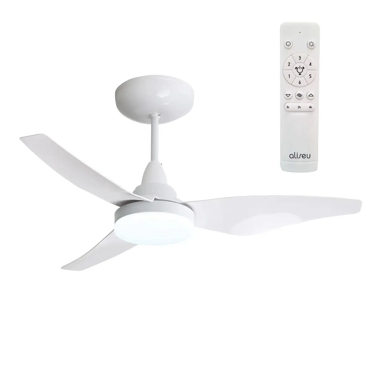 Ventilador de Teto Branco Vime Pas Natural com Lustre Aliseu