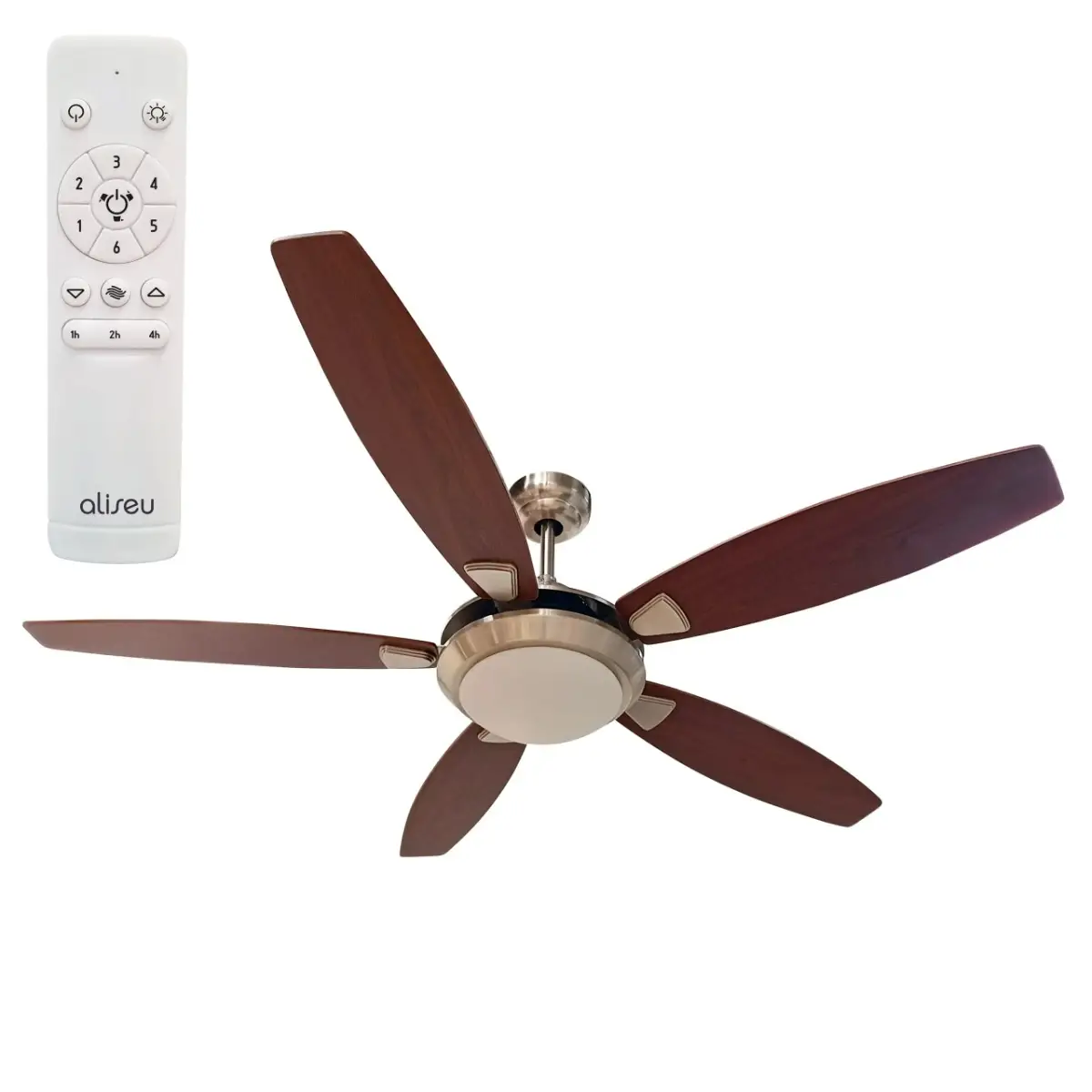 Ventilador de Teto Branco Vime Pas Natural com Lustre Aliseu