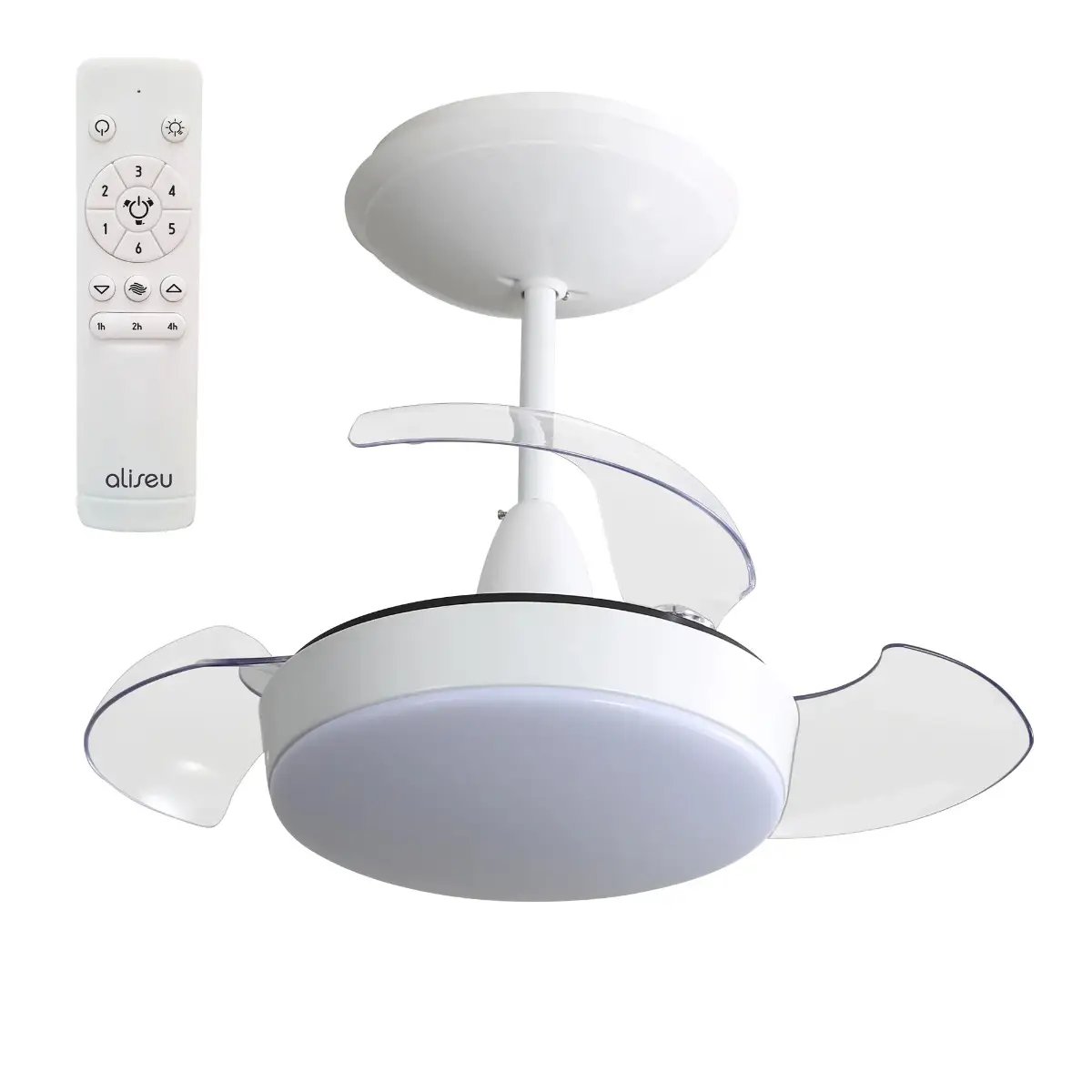 Ventilador de Teto Branco Vime Pas Natural com Lustre Aliseu
