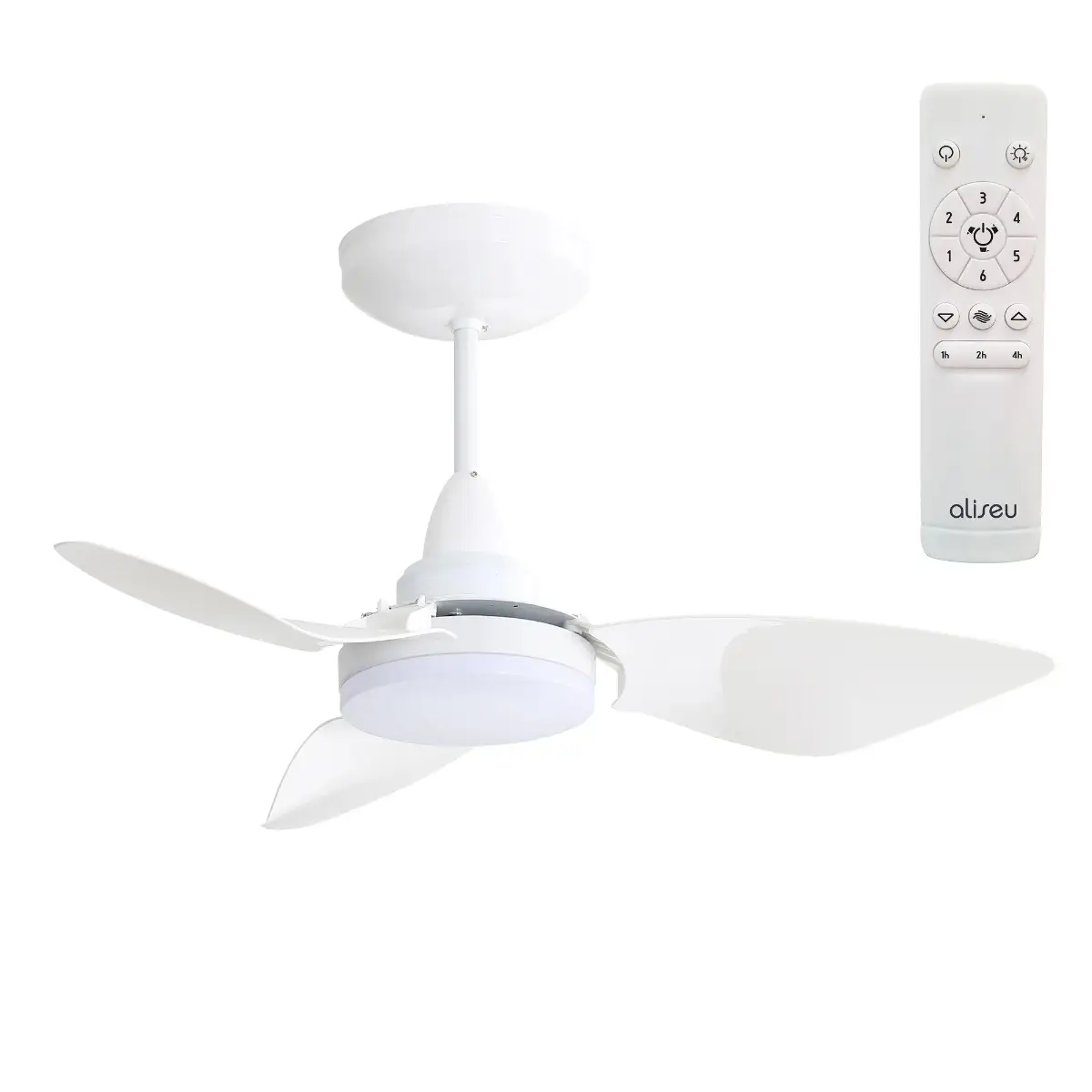 Ventilador de Teto Branco Vime Pas Natural com Lustre Aliseu