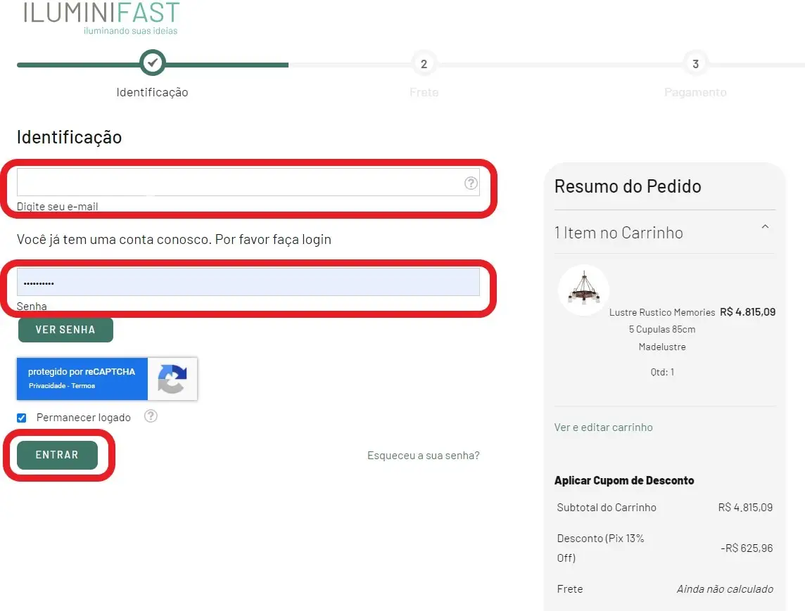 Login no Checkout IluminiFast